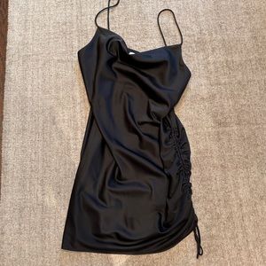 Black cowl neck mini dress